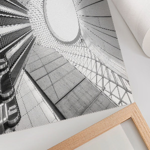 Plakát s texturou plátna s motivem futuristické architektury