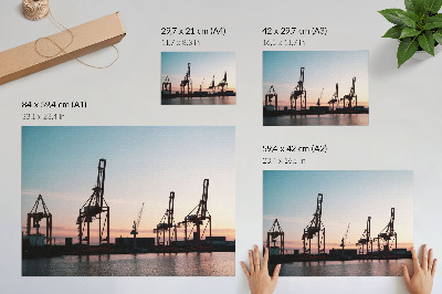 Plakát s texturou plátna s motivem průmyslového přístavu