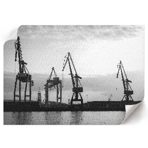 Dekorativní plakát s motivem přístavních jeřábů