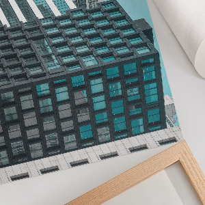 Plakát s texturou plátna s motivem městské architektury