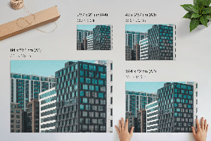 Plakát s texturou plátna s motivem městské architektury