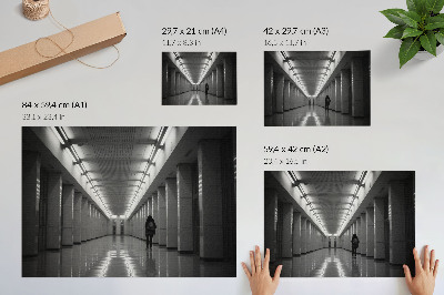 Dekorativní nástěnný plakát s motivem minimalistické chodby