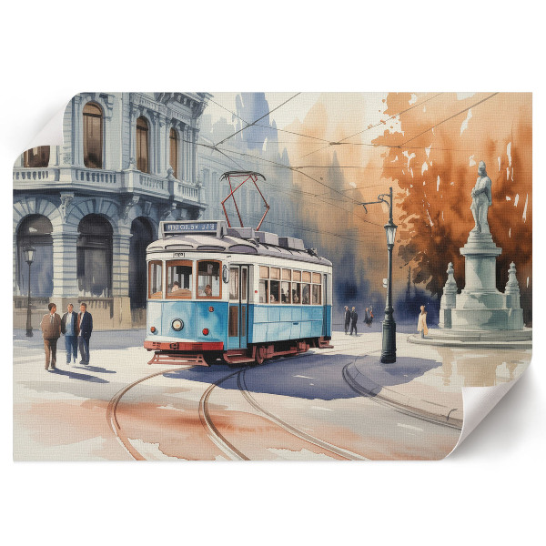 Dekorativní plakát s motivem městské tramvaje