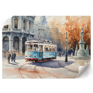 Dekorativní plakát s motivem městské tramvaje