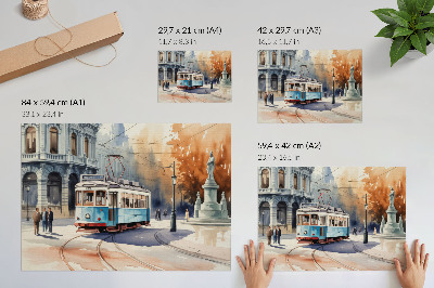 Dekorativní plakát s motivem městské tramvaje