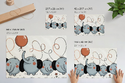 Plakát s texturou plátna s ilustrací slonů