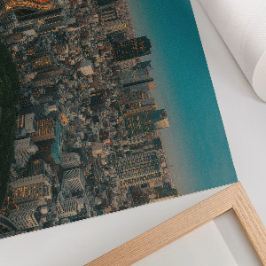 Plakát s texturou plátna s motivem panoramatu města