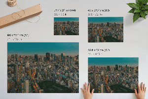 Plakát s texturou plátna s motivem panoramatu města