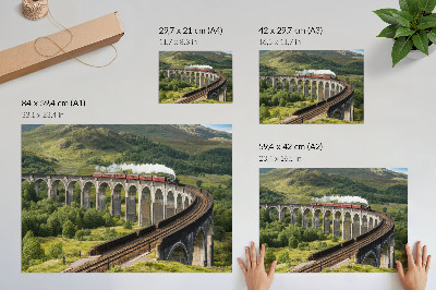 Dekorativní nástěnný plakát s motivem vlaku na viaduktu