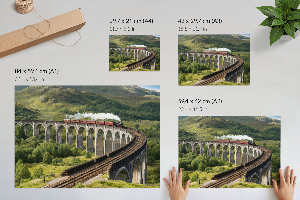 Dekorativní nástěnný plakát s motivem vlaku na viaduktu
