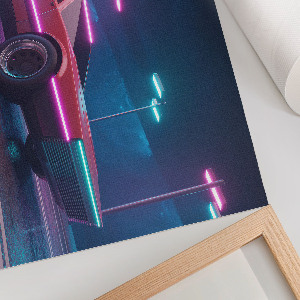 Plakát s texturou plátna s motivem neonového auta
