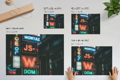 Dekorativní nástěnný plakát s motivem neonových světel ve městě