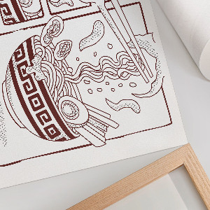 Plakát s texturou plátna s ilustrací ramen