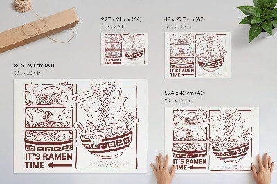 Plakát s texturou plátna s ilustrací ramen