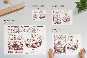 Plakát s texturou plátna s ilustrací ramen