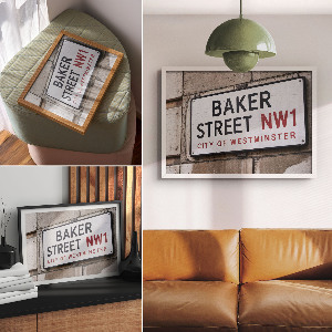 Plakát s texturou plátna s motivem plakety Baker Street
