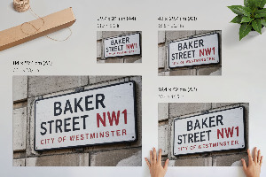 Plakát s texturou plátna s motivem plakety Baker Street