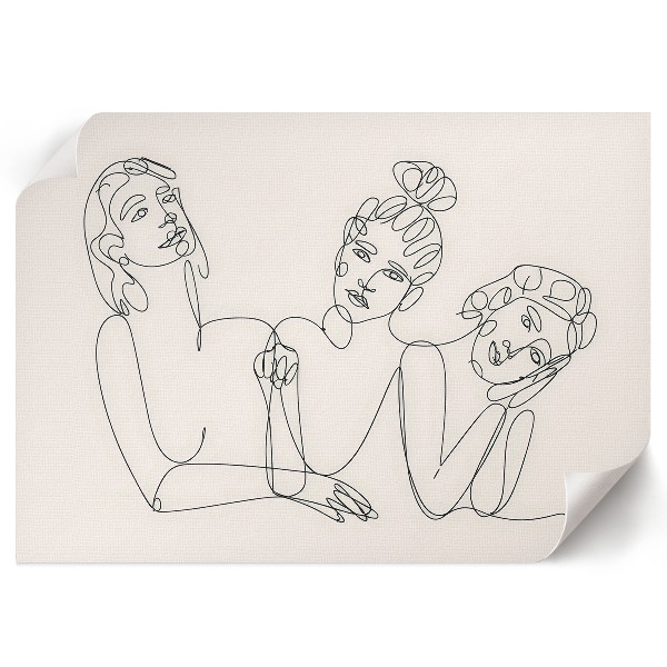 Plakát s texturou plátna s motivem žen v lineart stylu