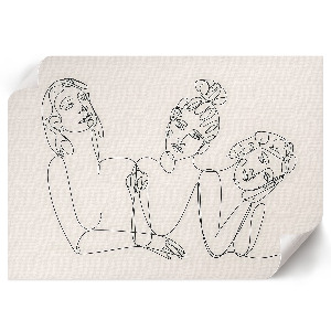 Plakát s texturou plátna s motivem žen v lineart stylu