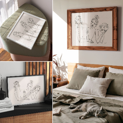 Plakát s texturou plátna s motivem žen v lineart stylu