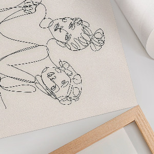 Plakát s texturou plátna s motivem žen v lineart stylu
