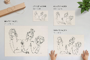 Plakát s texturou plátna s motivem žen v lineart stylu