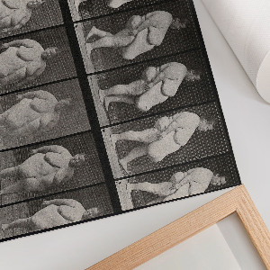 Plakát s texturou plátna zobrazující obézní ženu