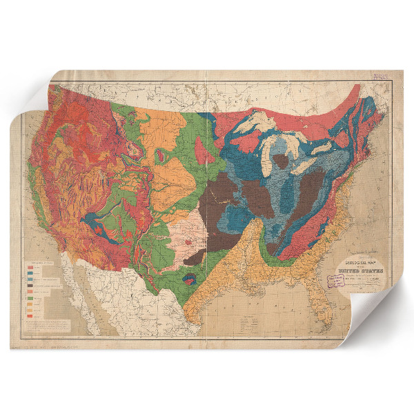 Stylový plakát na zeď s geologickou mapou USA