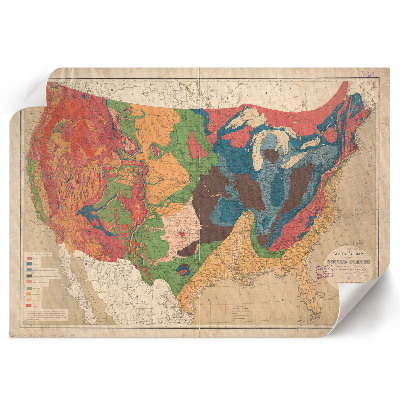 Stylový plakát na zeď s geologickou mapou USA