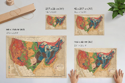 Stylový plakát na zeď s geologickou mapou USA