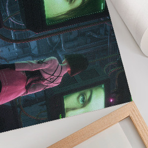 Plakát s texturou plátna s motivem futuristické technologie